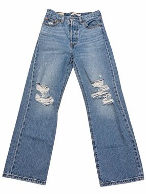 Levi’s Premium Ribcage Straight Ankle Distressed Jeans size 24
